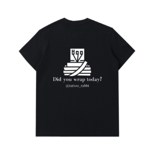 "Did you wrap today?" Black/Blue Cotton T-Shirt